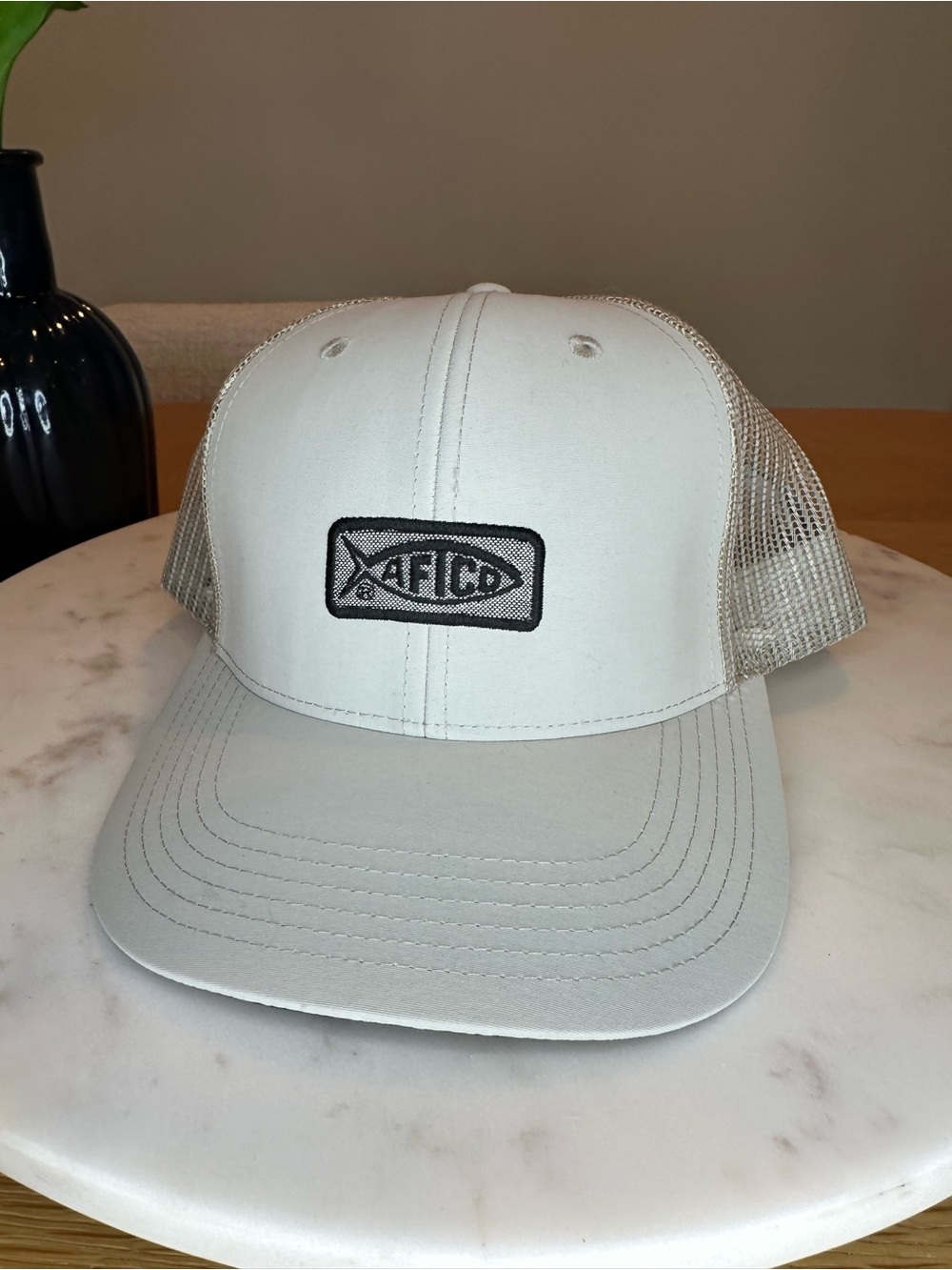 New men’s fishing hat AFTCO Beige Mesh Trucker Hat -